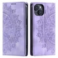 thumbnail image 2 of Case for iPhone 15 Wallet Case for Women Girls with Card Holder, Embossed Flower Pattern Magnetic Flip PU Leather Purse Protective Phone Cover for iPhone 15, Purple, 2 of 11