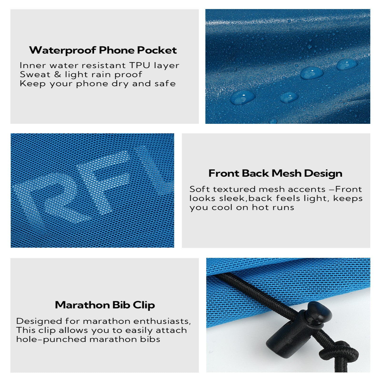 WATERFLY Unisex Adjustable Sports Jogging Fitness Nylon Running Waist Belt Elastic Band,Blue
