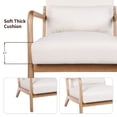 thumbnail image 4 of PAPROOS Mid Century Modern Accent Chair with Arms, Upholstered Reading Chair with Solid Rubberwood Frame, Lumbar Pillow and Thick Cushion for Living Room Bedroom, Beige+Nature, 4 of 9