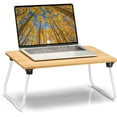 thumbnail image 1 of SIABC-Foldable Lap Desk Laptop Stand Bed Desk Table Tray, Breakfast Serving Tray, Portable & Lightweight Mini Table, Lap Tablet Desk for Sofa Couch Floor - Wood, 1 of 4