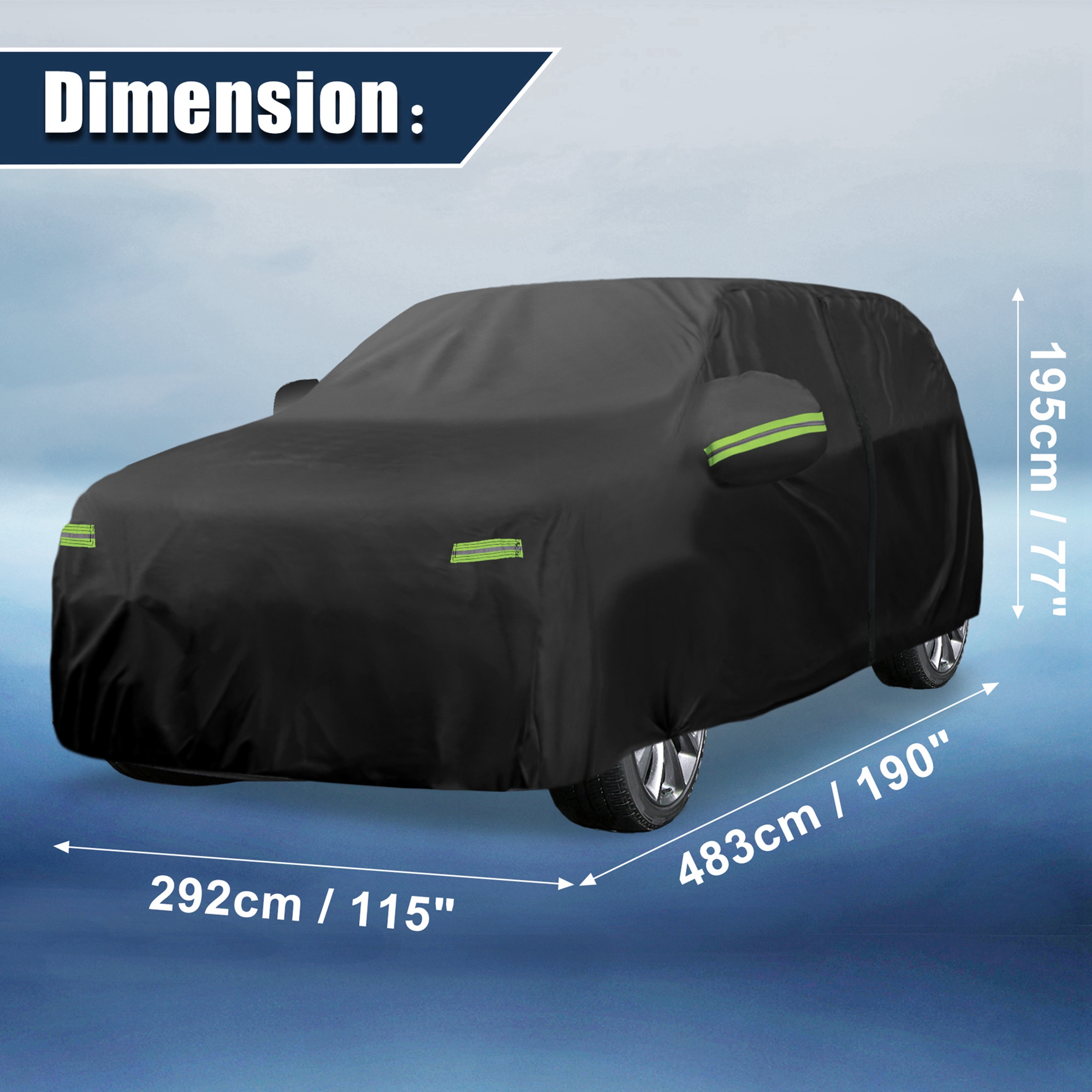 Unique Bargains Waterproof Car Cover for Dodge Durango 2011-2023 Weather Protection Black