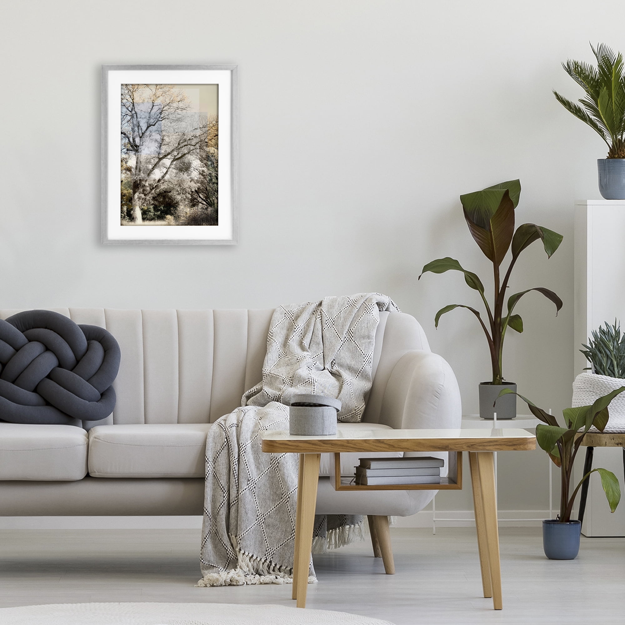 Stupell Industries Tree Collage Layers Gray Framed Print Under Glass, design by Gemma Bardot