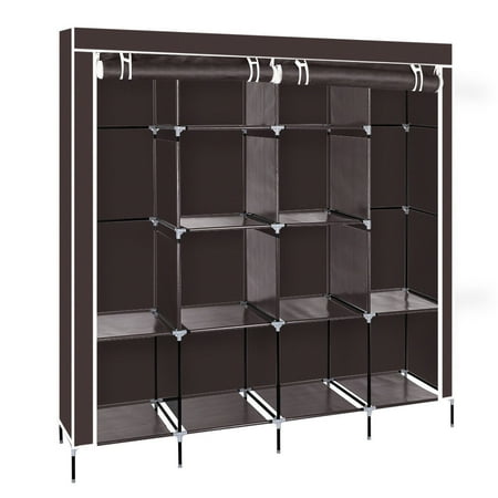 Ghp 66 75 X17 38 X71 5 Dark Brown Portable Clothes Rack Wardrobe