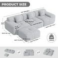 thumbnail image 3 of Hawsaiy 122" Modern L-Shaped Modular Sectional Sofa with Ottoman, 4-Seater Convertible Cloud Couch, Chenille Fabric, No Assembly Required, Gray, 3 of 13