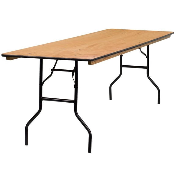30" X 96" Rectangular Wood Folding Banquet Table - Commercial Quality Banquet Table / 8-​Foot Rectangular Wood Folding Banquet Table
