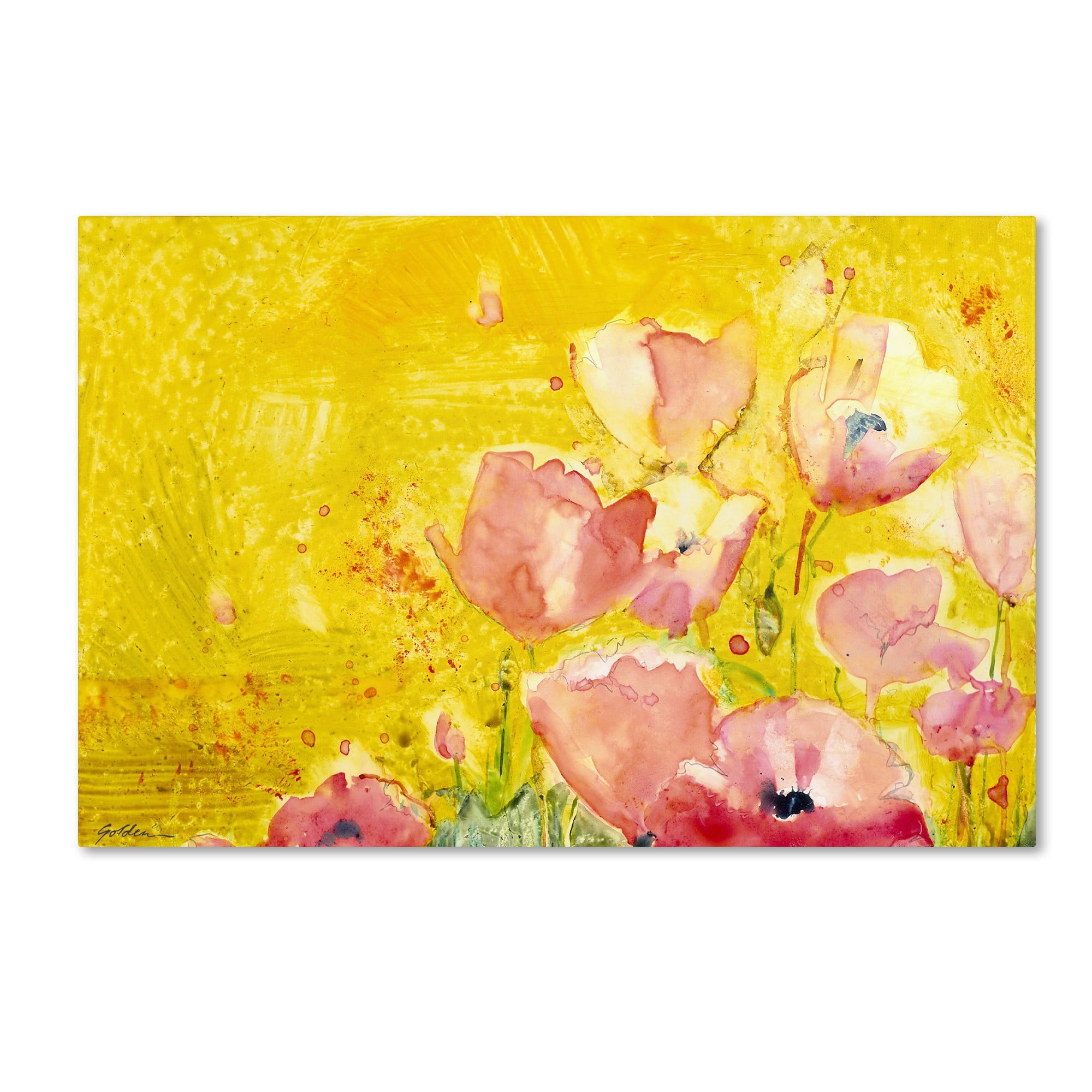 Trademark Fine Art "Pink Poppy Field" Canvas Art by Sheila Golden