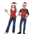 thumbnail image 4 of Disfraz de Navidad para niños de California, chaleco verde y rojo con sombrero, 4 of 5
