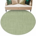 thumbnail image 2 of Green 7ft Round Rug, Farmhouse Burlap Solid Green Color Modern Linen Texture Non-Skid Rubber Backing Large Area Rugs - Living Room Bedroom Home Office, Indoor Floor Mat Carpets Washable Rug, 2 of 9