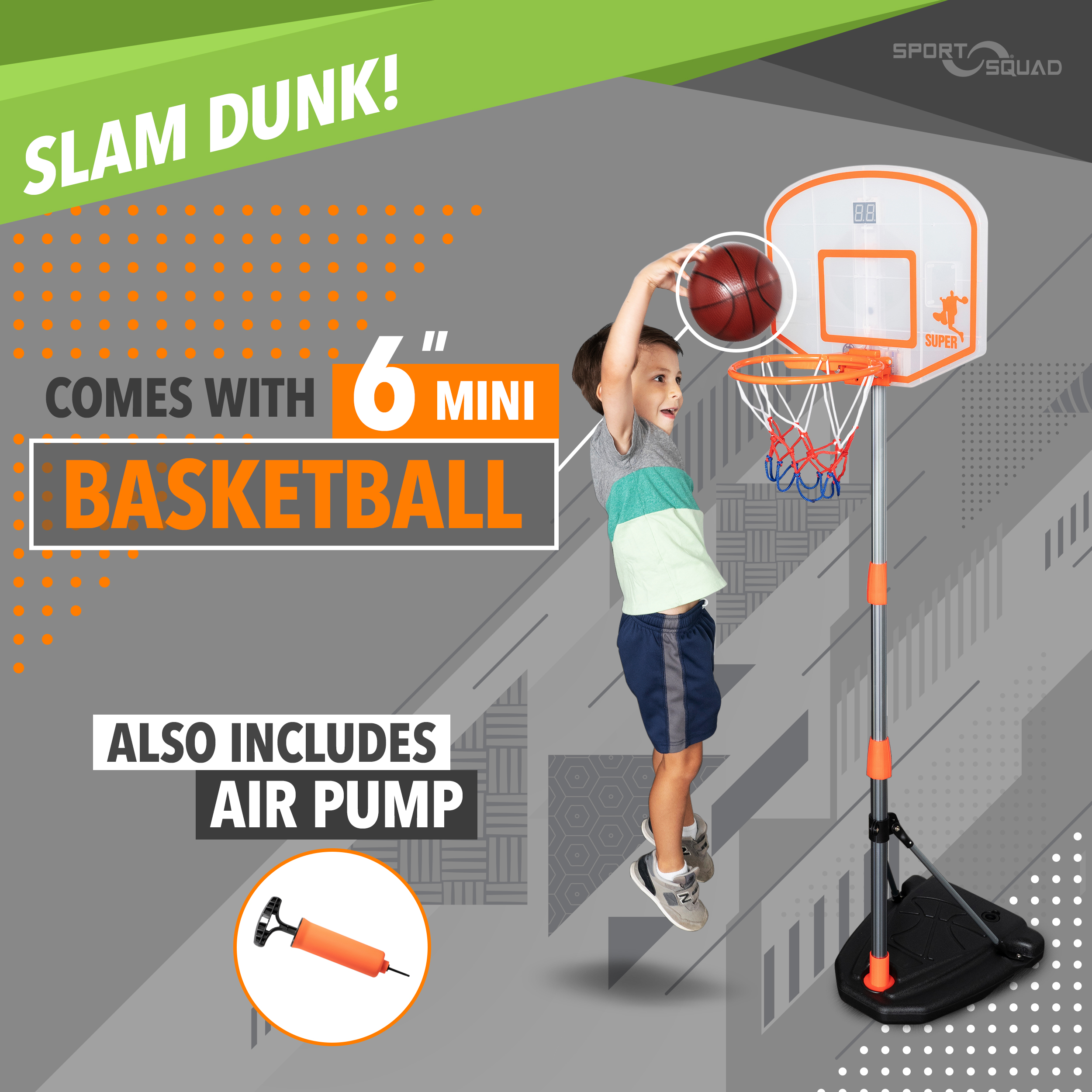 Sport Squad Jumpshot Mini Electronic Arcade Basketball Game with Light Up Basketball, 5.5' Basketball Hoop, 1ct Basketball, 1ct Air Pump - image 4 of 6