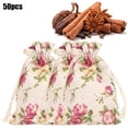 thumbnail image 4 of 50 Uds. Bolsa de arpillera con cordón patrón de flores embalaje de joyería suministros para fiesta de boda el día de Navidad, 4 of 12