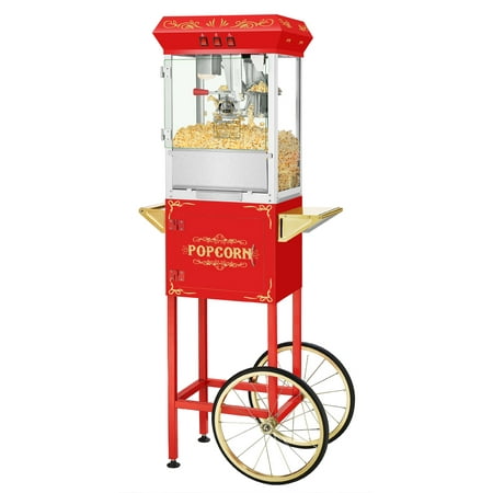 Superior Popcorn Company Movie Night Popcorn Popper Machine w/ Cart (8 oz,