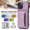 thumbnail image 4 of Allytech Slim Wallet Case for iPhone 15, Business Premium PU Leather Multi-Card Slots Anti-Drop Anti-Scratch Full Body Protection Kickstand Case for iPhone 15 - Purple, 4 of 6