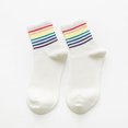 thumbnail image 2 of Unisex Rainbow Striped Crew Socks Soft Breathable Mid Calf Socks Colorful Ribbed Cuff Fashion Casual Socks for Men Women Daily Street Holiday Outfit,1 Pair, 2 of 4