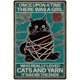 thumbnail image 1 of Letrero de hojalata de gato e hilo, letreros de hojalata de gato negro, letrero de metal divertido vintage, placa retro para cueva de hombre, arte de pared de hierro, póster, letrero de aluminio de, 1 of 8