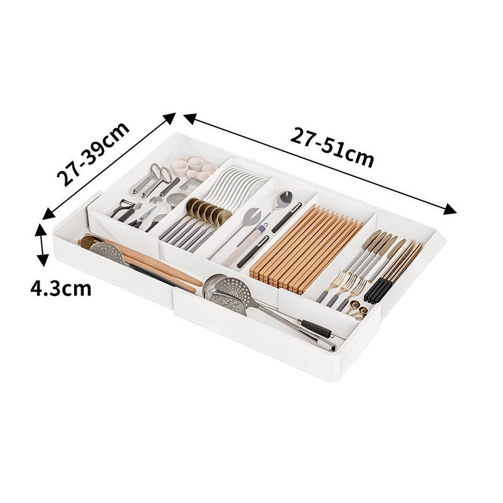 Gosuguu Retractable Kitchen Storage Tray | Expandable Drawer Organizer with Detachable Partitions for Utensils & Spices