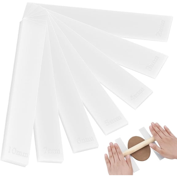 14Pcs Polymer Clay Depth Guide 2/3/4/5/6/7/10mm White Clay Roller Guide Mudboard Tools for Pottery Acrylic Polymer Clay Tool Set 6x1 Inch White