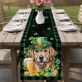 thumbnail image 4 of St Patricks Day Table Runner - 48 Inch Long Watercolor Dogs Green Shamrock Plaid Cotton and Linen Blended Dress Scarves Farmhouse Table Runner for Kitchen Dining, Coffee Table, 13" x 48", 4 of 8