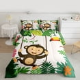 thumbnail image 2 of Castle Fairy Cartoon Monkey Parrot Twin Comforter Sets,Tropical Floral Leaves Bedding Set, 2 of 8