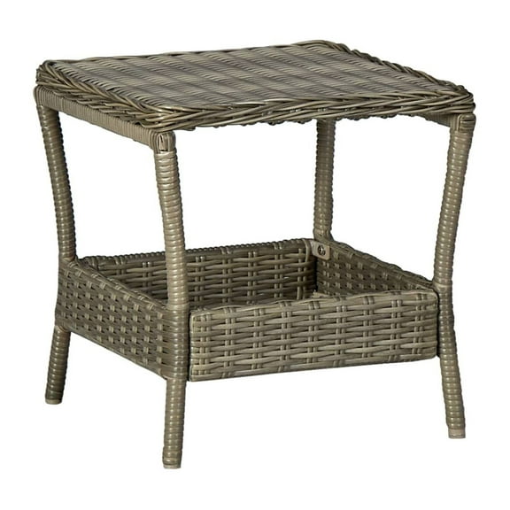 Patio Table Brown 7.7"x17.7"x18.3" Rattan