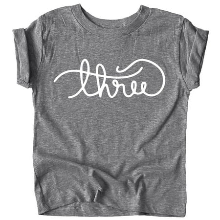 

Olive Loves Apple Girls Cursive Three Shirt for Toddler Girls 3rd Birthday Outfit Granite Heather Shirt