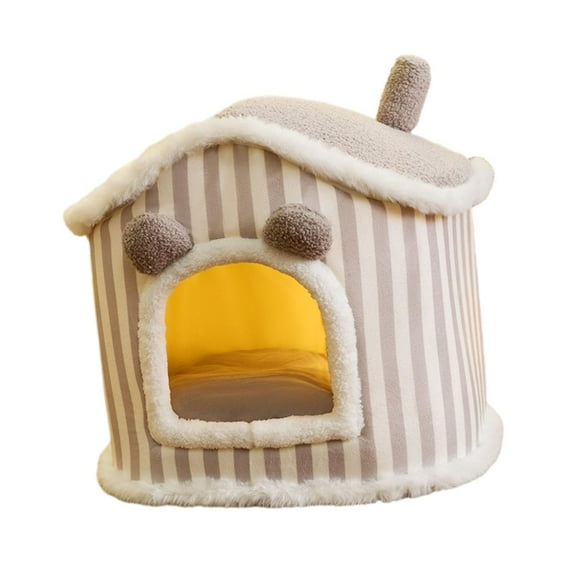 Cama para gatos Yinane Casa perrera extraíble suave para invierno Color gris
