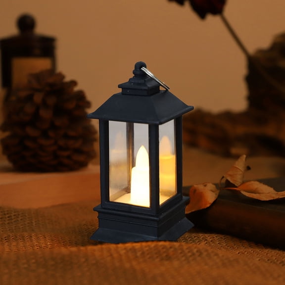 Electronic Flameless Candle Light - Mini Mood Lamp with Flickering Flame Effect, Battery-Operated Decor for Christmas/Halloween, Portable 30g (3.94x2.36in)-Black