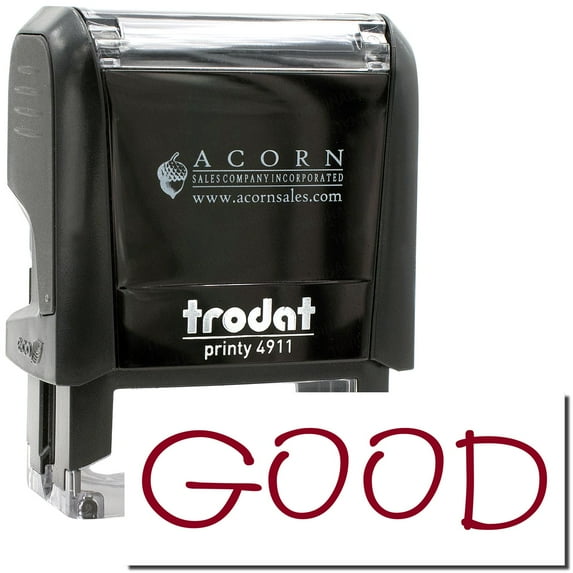 Self-Inking Good Stamp, Trodat Printy 4911, Press and Print Stamping, Impression Size 5/8" x 1-1/2", Up to 10,000 Impressions - Burgundy Ink