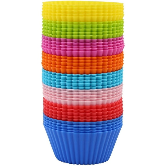 Naler 40Pcs Reusable Silicone Baking Cups Muffin Liner Non-Stick Cupcake Molds Cups Standard Size Silicone Cupcake Holder(8 Colors)