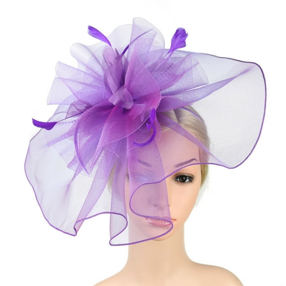 Relanfenk Heardband Fascinator Hat Flower Feather Mesh Kentucky Derby Tea Party Hairband for Women