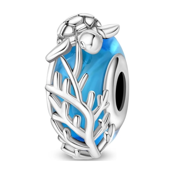 Silver Plated Sea Turtle Charm Bead for Bracelet Making
