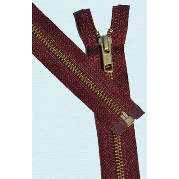 12" Medium Weight Jacket Zipper YKK #5 Brass ~ Separating ~ 527 Burgundy Wine (1 Zipper/pack)