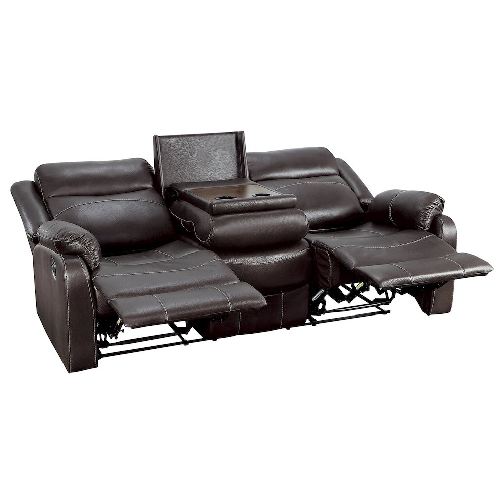 Lexicon Yerba Double Reclining Sofa with Drop-Down Cup Holders in Dark Brown