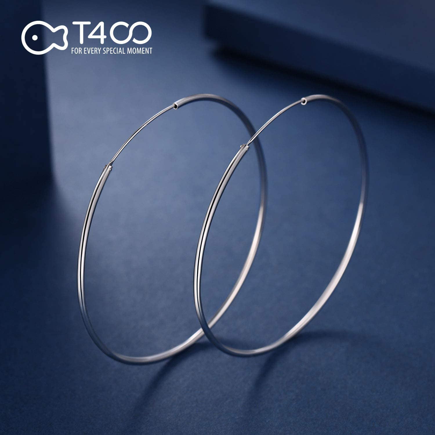 T400 925 Sterling Silver Hoop Earrings Large and Small Thin Lightweight Hoops Gift for Women 15 20 25 35 40 45 50 55 60 65 70 75 mm