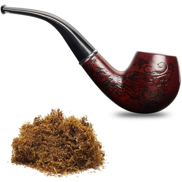 Classic Tobacco Smoking Wood Pattern Pipe Captain Tobacco Pipe Red