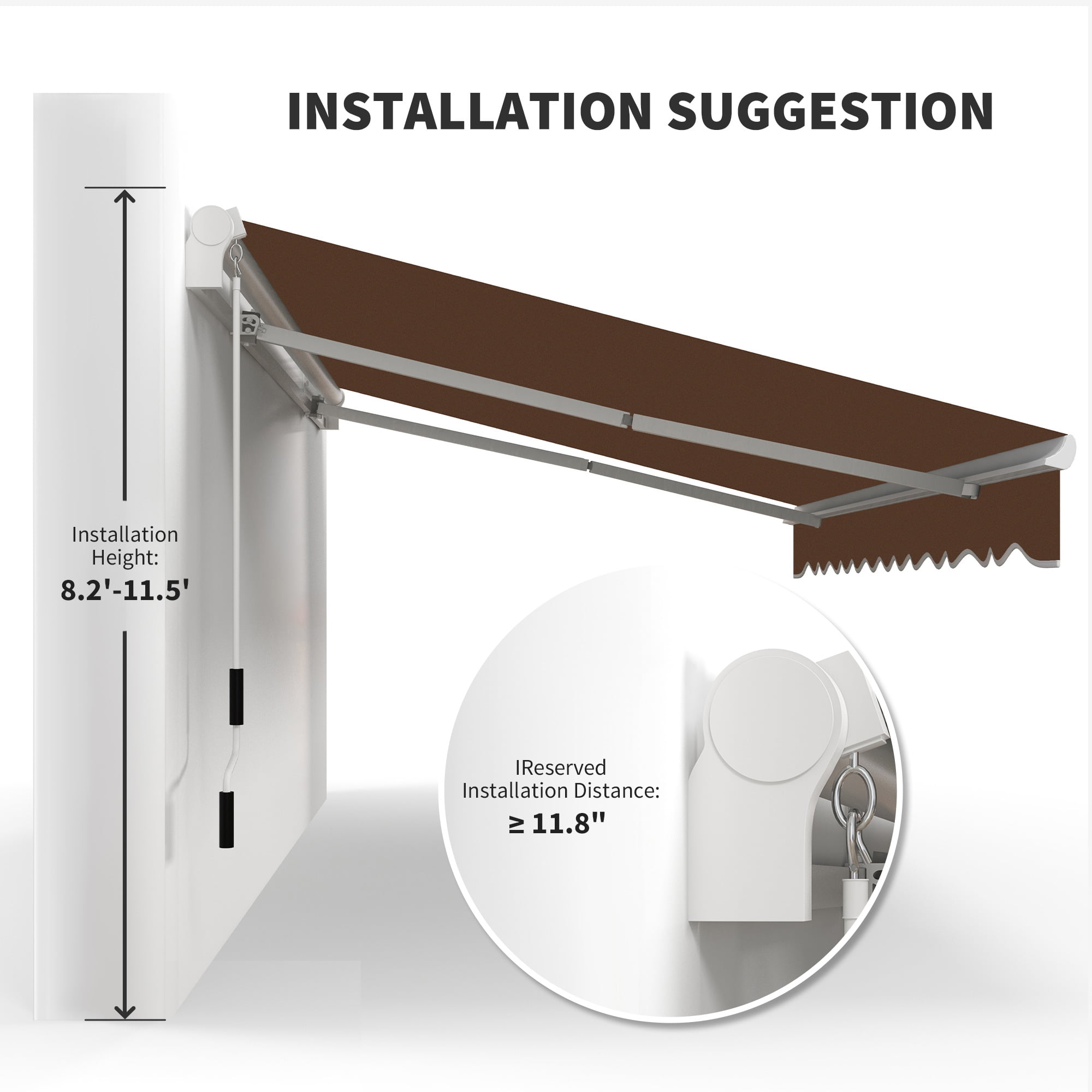 Outsunny 13' x 8' Manual Retractable Awning Sun Shade Shelter for Patio Deck Yard with UV Protection and Easy Crank Opening, Coffee Brown