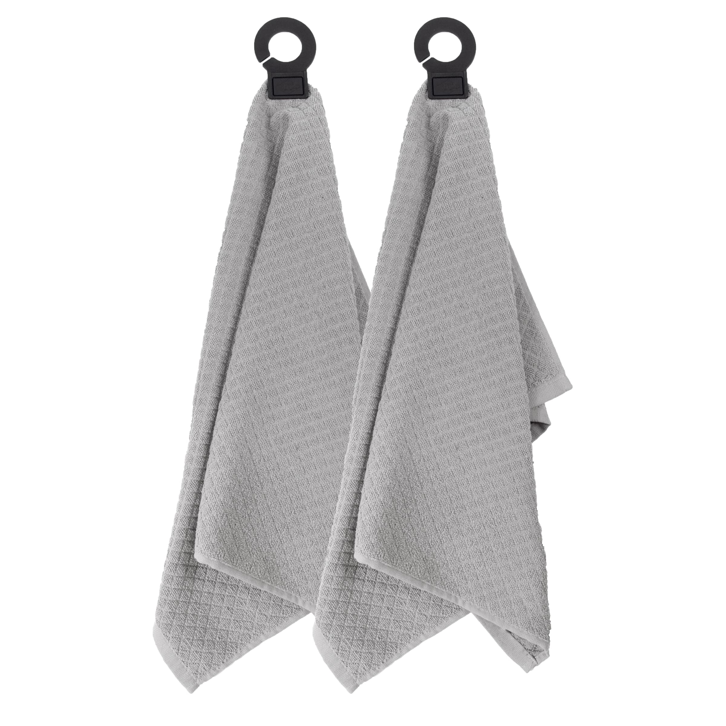 RITZ Hook and Hang Woven Kitchen Towel, Set of Two, Titanium