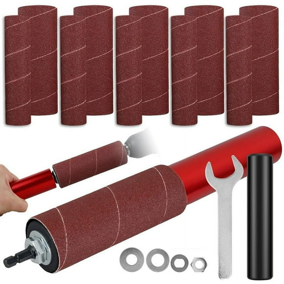 Drum Sander Set,Rubber Sanding Drum Spindle Sander Adapter, with 120 Grit Sandpaper Drum, Sanding Sl