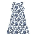 thumbnail image 4 of Spazoro Little & Big Girls A-Line Dress, Sleeveless 2025 New Style Floral Print Crew Neck Summer Dresses for Child Girls Blue Size 13 T, 4 of 7
