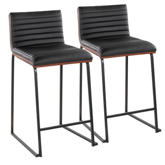 Mason Counter Stools for Kitchen Counter in Wood, Black Metal, and Faux Leather, Counter Height Chairs, Bar Stools Set of 2, Counter Height Chairs, Bar Stools For Kitchen Island