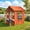 Golden Red, variant on Outdoor Playhouse, Kids Playhouse with Play Kitchen, Kids Wooden Playhouse with Grill Oven, Bread Oven, Toddler Playhouse with Door, Windows, Doorbell for Kids Outdoor, Play House for Kids Ages 3