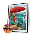 thumbnail image 1 of Cuadros Decorativos Kits de paisaje de playa de pintura de diamante DIY 5D decoración de taladro redondo completo Tmvgtek embutido en tela, 1 of 6