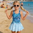 thumbnail image 3 of Binienty Mermaid Swimsuit For Girls 4-6 One Piece Swimdress Crew Neck Bathing Suit for Girls Criss Cross Quick Dry Swimwear Beach Gymnastics, 3 of 7