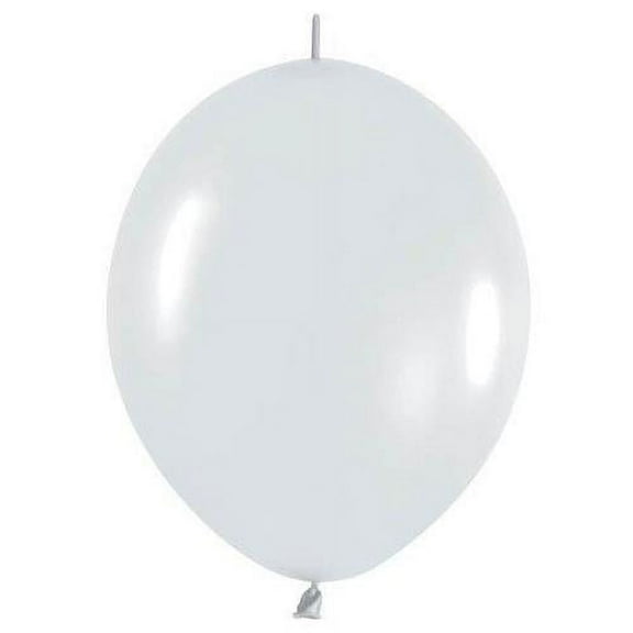 12" Fashion White Link O Loon Balloons, Pack/50