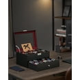 thumbnail image 2 of 20-Slot Watch Box, Watch Case with Glass Lid, 2 Layers, Lockable Watch Display Case, Black and Red, 2 of 6