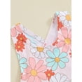 thumbnail image 6 of Aojekbee Toddler Kids Girls Swimsuit Floral Print Bowknot Beachwear Sleeveless Ruffles Summer Beach Bathing Suit, 6 of 9
