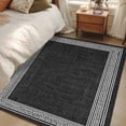 thumbnail image 5 of Black Retro Greek Key Large Area Rugs for Bedroom Living Room, Soft Non Slip Carpet Bedside Rug, Greece Ancient Rustic Geometric Rectangular Floor Cover Kitchen Accent Rug 2.7'x5' for Office, 5 of 9