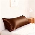 thumbnail image 6 of Satin Body Pillowcase for Hair and Skin, Luxurious and Silky Envelope Closure Body Pillow Cover, Brown, 20" x 54", 6 of 6