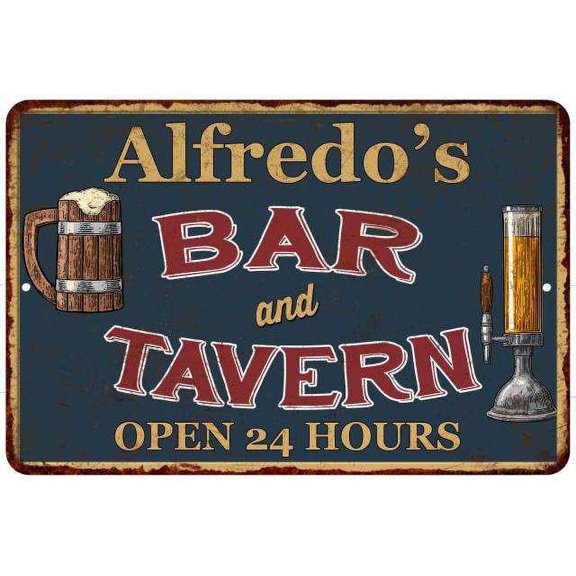 Alfredo's Green Bar & Tavern Rustic Sign 8 x 12 High Gloss Metal 208120047762