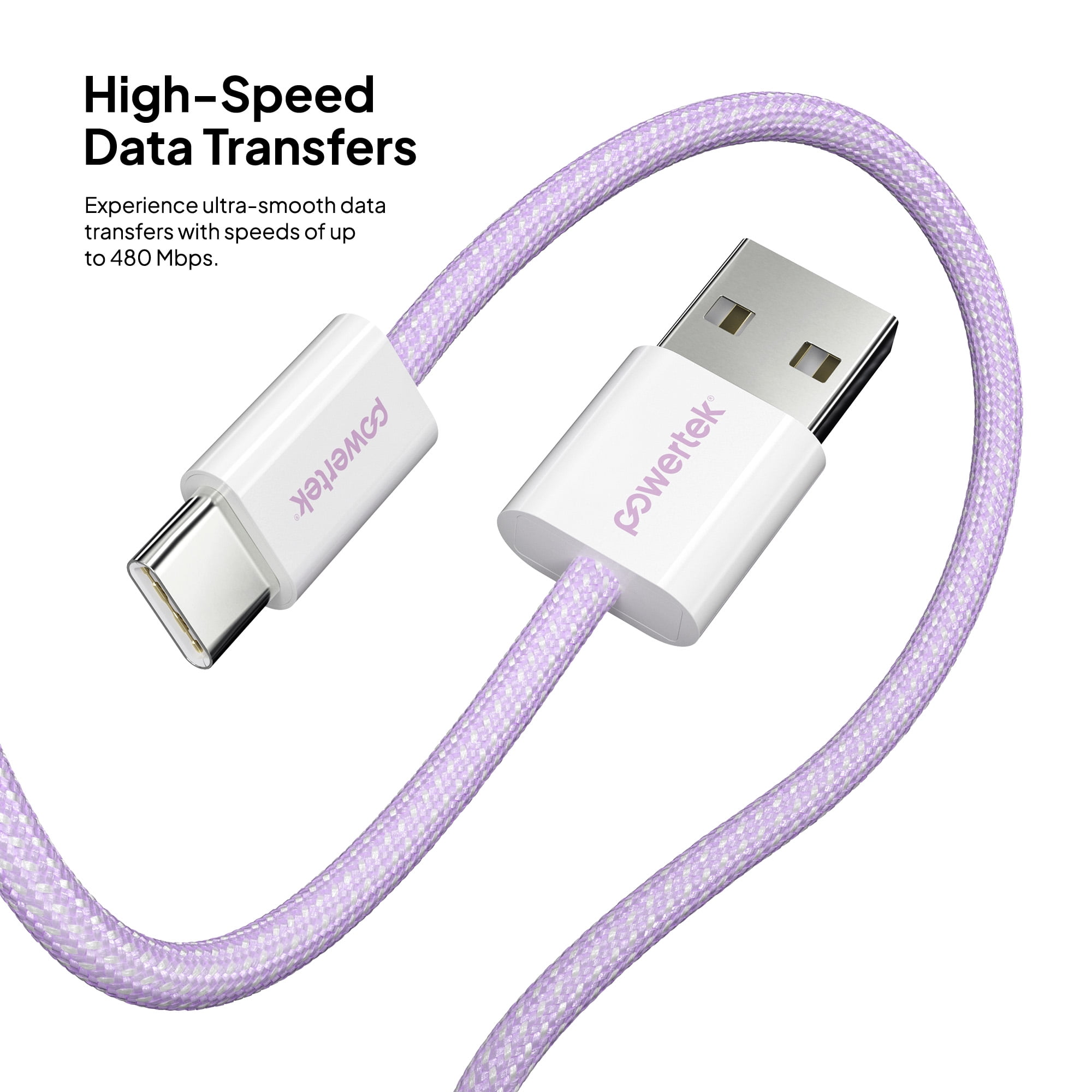 Liquipel Powertek Pastel Braided USB-A to USB-C - Purple