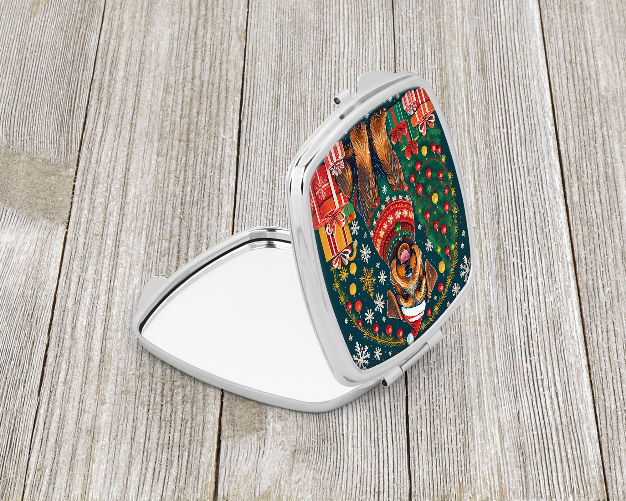 Airedale Terrier Christmas Compact Mirror 2.75 in x 3 in